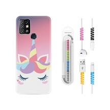 Infinix Hot 8 Kılıf Kablo Koruyuculu Sweety Unicorn 1737 Siyah