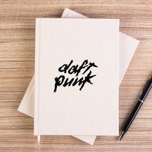 Daft Punk Logo Classic 2 Çizgisiz Kanvas Defter Krem