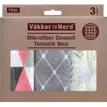 Vakker Nord Mikrofiber Desenli Temizlik Bezi 3'lü 5 Adet Renkli