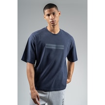 Maraton Sportswear Oversize Erkek Bisiklet Yaka Kısa Kol Basic Açık Lacivert T-shirt 22749-açık Lacivert