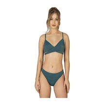 Endeep Kadın Çapraz Detaylı Simli Yeşil Bikini Takımı-yeşil Yeşil