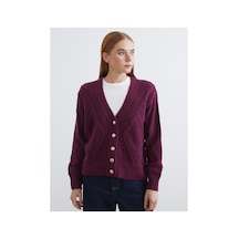 LC Waikiki Alıta Cıty Farkıyla Lcw Modest Bordo Triko Desenli Kadın Hırka Bordo - 931517570 Bordo