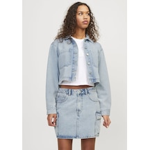 Jack & Jones Kadın Cep Detayli Denim Gömlek - Kayla 12253992 Light Blue Denim Mavi