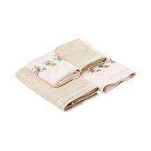Floret Çiçekli%60 Pamuk%40 Viskoz Hamam Seti, Somon, 2 Adet 70x150 Cm, 2 Adet 50x90 Cm Cok Renkli
