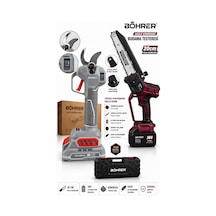 Böhrer Ba011453 4 Batarya Dijital Budama Makinesi + 20cm Zincirli Budama Testeresi