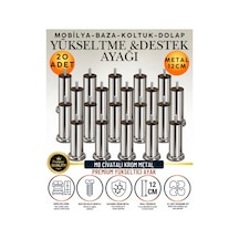 20 Adet 12 Cm M8 Vidalı Metal Krom Ayak Mobilya Ayağı Baza Ayağı Kanepe Ayağı Koltuk Ayağı Yatak Ayağı Yükseltme Ayağı Dolap Ayak Sehpa Sandık Ayakları Değişim Destek Ayağı Yükseltici Aparat Şifonyer Gümüş Gümüş