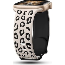 iOs Watch Uyumlu 10 42mm - 38/40/41mm Kordon Leopar Desen Yumuşak Silikon Kordon 2/3/4/5/6/se/7/8/9
