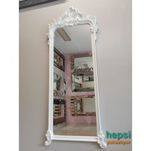 Vintage Madam Model Varaklı Boy Aynası Beyaz