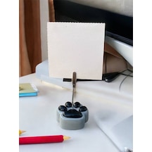 Gri Siyah Sevimli Kedi Patisi Fotoğraf Not Tutacak Pati Ofis Masası Hediyelik Siyah Gri