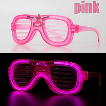 Pembe Led Işıklı Parti Gözlüğü Neon Glow Şerit Gözlük 3 Modlu