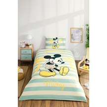 Mickey Mouse Hawai Tek Kişilik Disney Lisanslı Lastikli Çocuk Nevresim Takımı Pembe