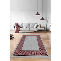 Bordo Çerçeveli Kaymaz Taban Makinede Yıkanabilir Halı Rv046n11