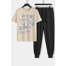 Uyguntarz Unisex I'm Looking At You 2'li Eşofman Takımı Bej