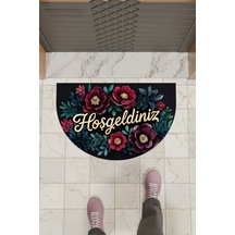 Rugmood Modern Dijital Paspas Kırmızı Çiçek Hoşgeldiniz Kapı Önü Paspası Çok Renkli