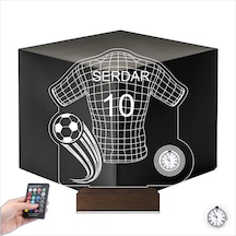 Luvivia Futbolcu Hediye Forma Top Kişiye Özel Metal Saatli 3d Lamba - Masa Gece Lambası Şeffaf