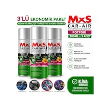 Mxs Car-air 3'lü Potpori Klima Bombası 200 Ml X3 Araç İçi Koku Giderici Ve Klima Temizleyici