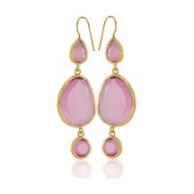 Kadir Jewellery 22 Ayar Altına Kaplama Kadın Sallantılı Küpe -el İşçiliği Ve Hipoalerjenik Küpe Pembe
