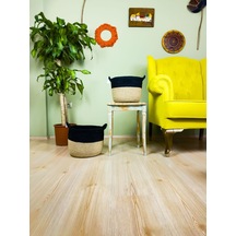 Bitki Tasarımı Düzenleyici Kulplu Üstü Siyah Şeritli Doğal Örgü Sepet İkili Set Büyük-orta