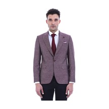 Bordo Keten Puantiye Desenli Ceket Wessi Bordo