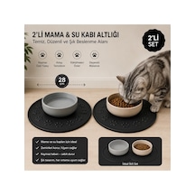 Kedi Köpek Mama Ve Su Kabı Altlığı 45x35 Cm Kaymaz Mama Matı Yıkanabilir Döküntü Önleyici