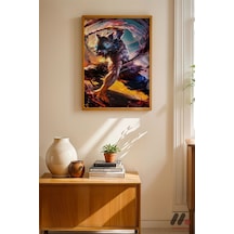 Demon Slayer Savaş Sahnesi Poster, Ahşap Çerçeveli Duvar Tablosu - Anime Severlere Özel Hed No:1083