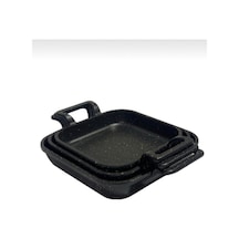 Eda 3 Lü Granit Kare Döküm Sahan Tava Seti Takımı - 18-20-22 Cm Diğer