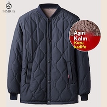 Polar Astarlı Ekstra Kalın Pamuklu Dolgulu Ceket Mavi