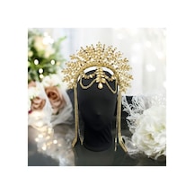 Alınlıklı Büyük Gelin,kına,nişan,söz,after,bride,party Taç Sarı - 694985918 Sarı
