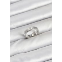 Byk3899 - Pirinç Gümüş Renk Zirkon Taşlı Kutup Yıldızı Model Kadın Yüzük Diğer