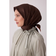 Belli Monogram Desen %100 Twill İpek Eşarp Be18 Kiremit-kahve