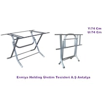 U: 74 Y: 74 Cm Werzalit Ahşap Masa Ayak Ayağı Katlanabilir Kırma Çerçeveli Küçük Ayak Koyu Gri Açık Gri