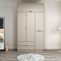 Elina 3 Kapaklı Dolap + Yüklük - Dore/kumtaşı Çok Renkli