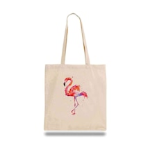 Bez Çanta Flamingo Suluboya Resim Baskıresim, Çizim Flamingolar, Flamingo Boyama Bej