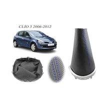 Renault Clio 3 Vites Körüğü Delikli Deri Mavi Dikiş siyah