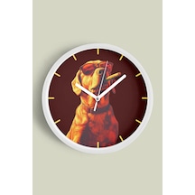 Cool Golden Köpek Tasarım Modern Duvar Saati - 30cm - Önü Camlı Beyaz Kasa - Sessiz Mekanizma Beyaz