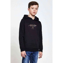 Tshirthane Pınk Floyd Prısm Logo Bırd Spray Baskılı Unisex Çocuk Sweat Siyah