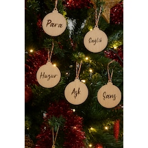 Yılbaşı Ağacı Süsleri Güzel Dilekler 5li Set Ahşap Yeni Yıl Süsleri 5 Adet