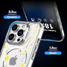 İphone 15 Pro Max İçin Flower Serisi Magsafe İle Uyumlu Göz Alıcı Ve Şık Tasarımlı Çiçek Desenli Silikon Kılıf Kapak Yellow, 15 Pro Max 6998