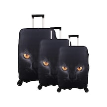 Bagacar Cat Büyük Orta Kabin Boy İçin 3 Lü Valiz Kılıfı Siyah