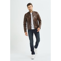 İkbal Carlos Kahverengi / Hakiki Erkek Deri Mont -445906123- Kahverengi