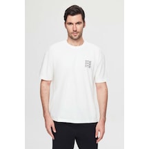 D's Damat Oversize Beyaz Baskılı %100 Pamuk T-shirt 2EC14ORT05212 Beyaz