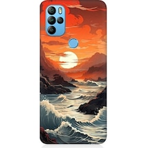 General Mobile Gm 21 Pro Uyumlu Deniz Dağ Ve Gün Batımı Desenli Silikon Kılıf