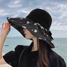 Kadın Vinil Büyük Kenarlı İçi Boş Güneş Koruma Şapkası - Siyah