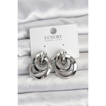 Gümüş Renk Halka Model Pirinç Kadın Küpe Çok Renkli