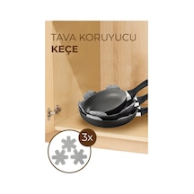 Küçük Ew Tava Tencere Borcam Ve Tabak Koruyucu Çizdirmez 3'lü Keçe Seti Gri