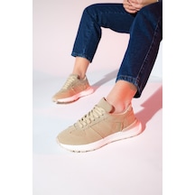 Luvishoes Rafael Bej Denim Kadın Spor Sneaker Bej