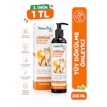 Pawvitapet Kediler Için Omega 3-6 Balık Yağı Tüy Ve Deri Bakımı Epa Dha Destekli 200 ML