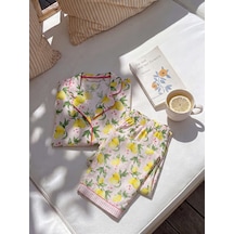Lcw Dream Pembe Gömlek Yaka Limon Baskılı Kadın Pijama Takımı