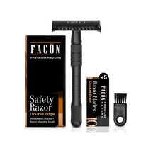 Tr 50 Blades + Klasik Uzun Saplı Çift Kenarlı Güvenlik Jilet - Pürüzsüz Islak Deneyim İçin Platin Japon Paslanma