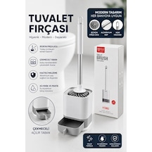 Silikon Uçlu Hazneli Tuvalet Fırçası Seti - Tuvalet Ve Klozet Temizleme Fırçası Beyaz